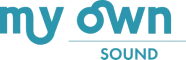Blue "my own sound" logo on black.
